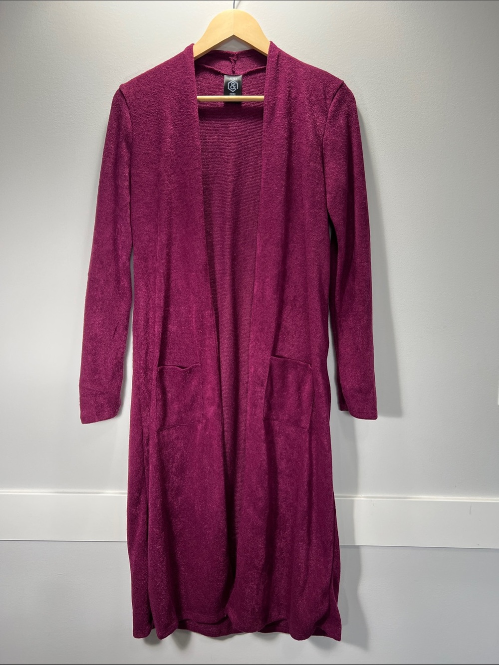 AGNES & DORA Long Open-Front Women’s Dress Cardigan in Deep Berry - XS/S
